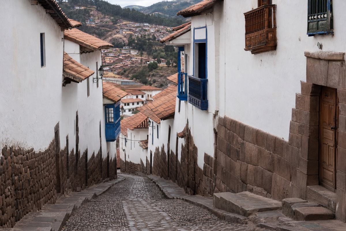 A cobblestone street in Cusco's San Blas neighborhood